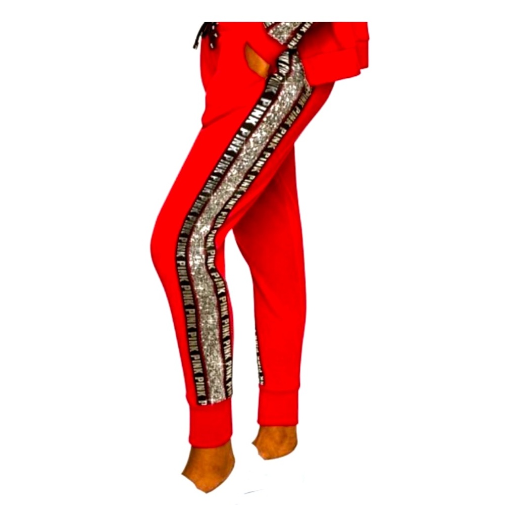 New Pink Victoria’s Secret sweatpants with sequins & pockets.